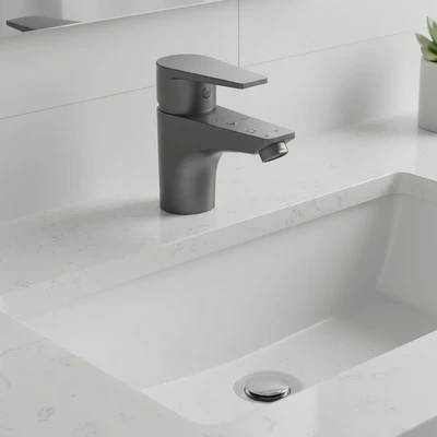 Gambar Acroz Ferroir Keran Mixer Wastafel Kamar Mandi Basic - Abu-Abu Gunmetal