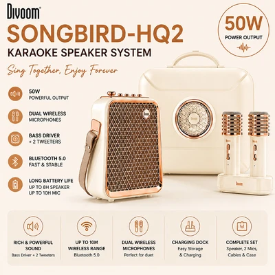 Gambar Divoom Songbird-HQ2 Set Speaker Karaoke - Putih