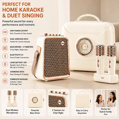 Gambar Divoom Songbird-HQ2 Set Speaker Karaoke - Putih