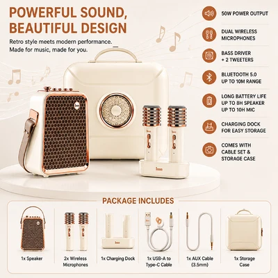 Gambar Divoom Songbird-HQ2 Set Speaker Karaoke - Putih