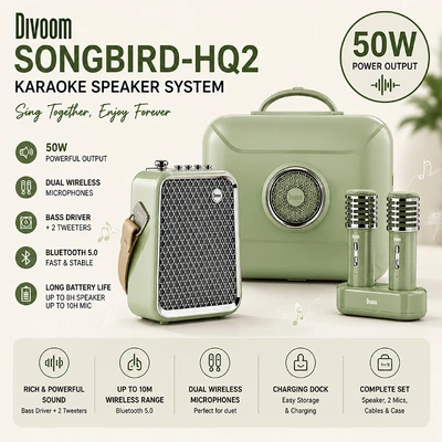 Gambar Divoom Songbird-HQ2 Set Speaker Karaoke - Hijau
