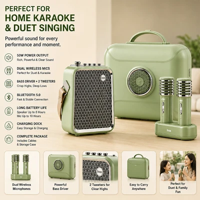 Gambar Divoom Songbird-HQ2 Set Speaker Karaoke - Hijau