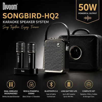Gambar Divoom Songbird-HQ2 Set Speaker Karaoke - Hitam