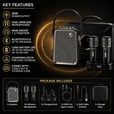 Gambar Divoom Songbird-HQ2 Set Speaker Karaoke - Hitam