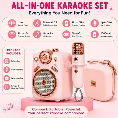 Gambar Divoom Fairy-2 Speaker Karaoke Bluetooth Dengan Microphone - Pink