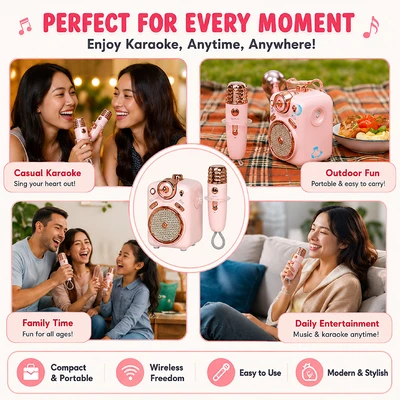 Gambar Divoom Fairy-2 Speaker Karaoke Bluetooth Dengan Microphone - Pink