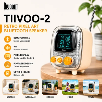 Gambar Divoom Tiivoo-2 Speaker Bluetooth Portable - Putih