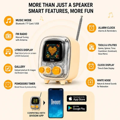 Gambar Divoom Tiivoo-2 Speaker Bluetooth Portable - Putih
