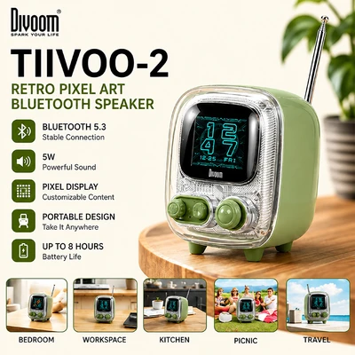 Gambar Divoom Tiivoo-2 Speaker Bluetooth Portable - Hijau