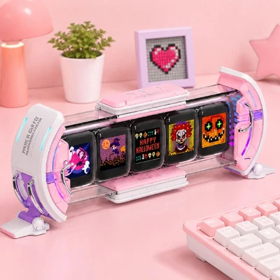 Gambar Divoom Times Gate Jam Meja Digital - Pink