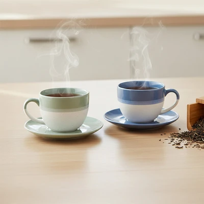 Gambar Delicia Danube Cangkir Dengan Saucer Keramik Bone China 230 ml Set 4 pcs - Mix