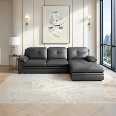 Gambar Informa ZEV Sofa Sudut Kulit Kanan - Hitam
