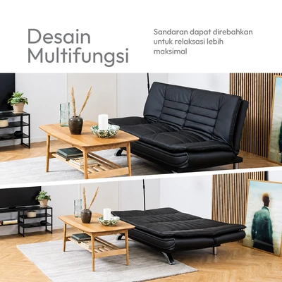 Gambar Informa Faith-2 Sofa Bed Kulit 2 Seater - Hitam