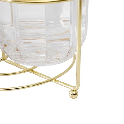 Gambar Culinart Pearl Stoples Akrilik Dengan Rak Set 3 pcs Transparan - Gold