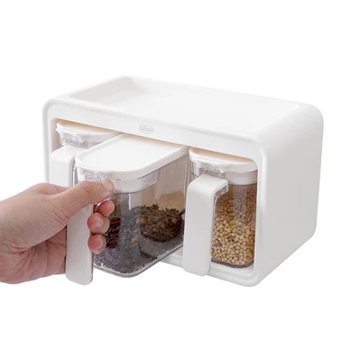 Gambar Culinart Tempat Bumbu Dapur Plastik 400 ml Set 3 Pcs - Putih