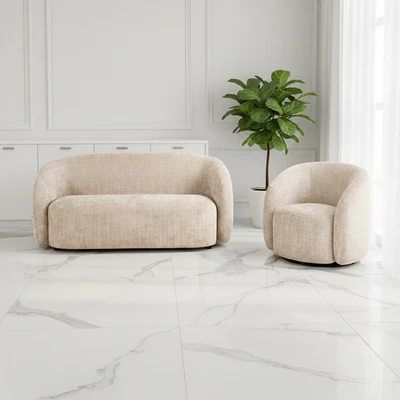 Gambar Nordia Lodi Set Sofa Fabric 1 & 2 Seater - Krem Beige