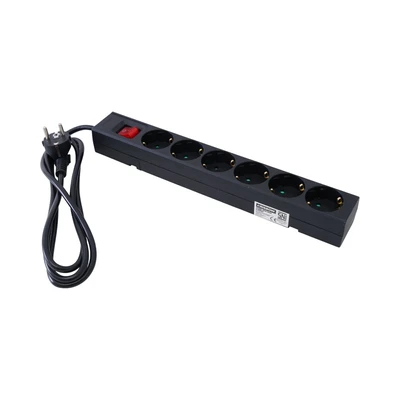 Gambar Krisbow Stop Kontak Ekstensi Single Switch Basic 6 Soket 1.5 Meter - Hitam
