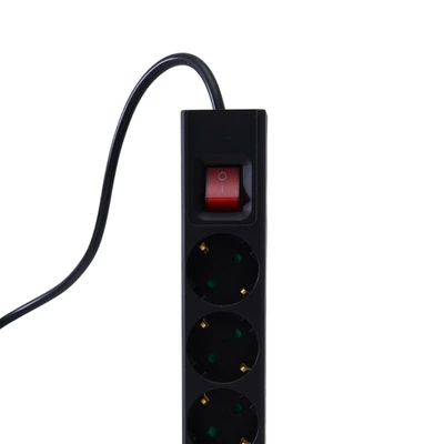 Gambar Krisbow Stop Kontak Ekstensi Single Switch Basic 6 Soket 1.5 Meter - Hitam