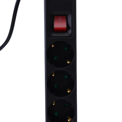 Gambar Krisbow Stop Kontak Ekstensi Single Switch Basic 6 Soket 1.5 Meter - Hitam