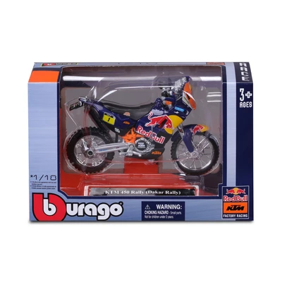 Gambar Bburago 1:18 Diecast Red Bull Ktm 450 Rally - Biru/oranye