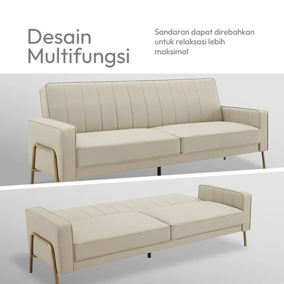 Gambar Informa Hilton Sofa Bed Kulit 2 Seater - Krem Beige