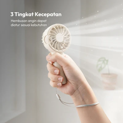 Gambar Kris Kipas Angin Portabel Mini Rechargeable - Krem