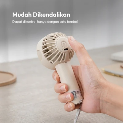 Gambar Kris Kipas Angin Portabel Mini Rechargeable - Krem
