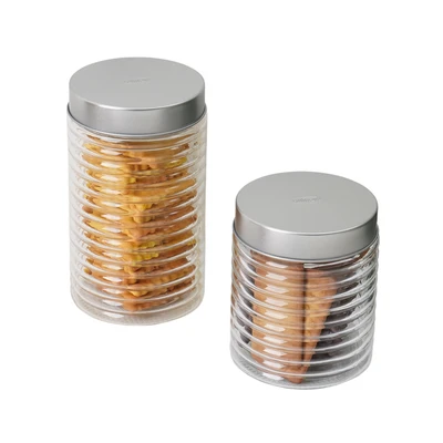Gambar Culinart Stoples Kaca Dengan Tutup Putar Set 6 Pcs Transparan - Silver