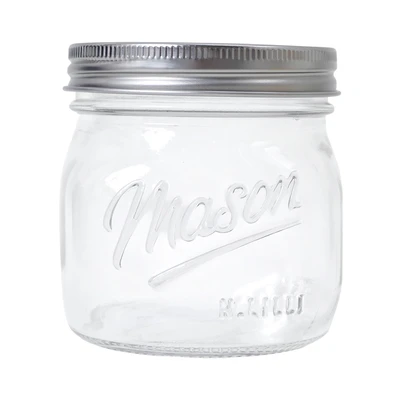 Gambar Culinart Mason Stoples Kaca Dengan Tutup Half Wide 480 ml Transparan