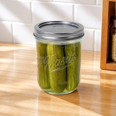 Gambar Culinart Mason Stoples Kaca Wide Mouth 480 ml Transparan - Silver
