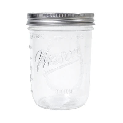Gambar Culinart Mason Stoples Kaca Wide Mouth 480 ml Transparan - Silver