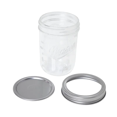 Gambar Culinart Mason Stoples Kaca Wide Mouth 480 ml Transparan - Silver