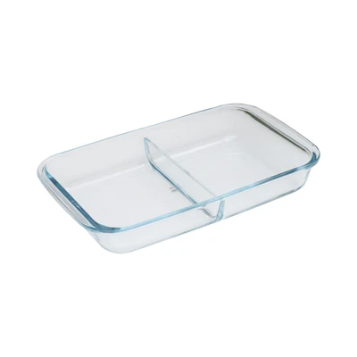 Gambar Culinart Loyang Kaca Dengan Sekat Rectangular 2.2 Liter Transparan