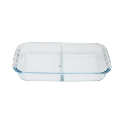 Gambar Culinart Loyang Kaca Dengan Sekat Rectangular 2.2 Liter Transparan
