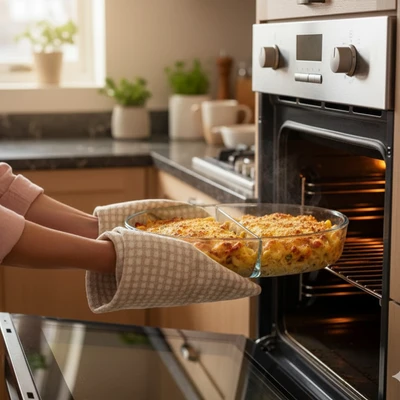 Gambar Culinart Loyang Kaca Dengan Sekat Oval 2.2 Liter Transparan