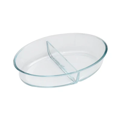 Gambar Culinart Loyang Kaca Dengan Sekat Oval 2.2 Liter Transparan