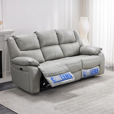 Gambar Cheers Malvin Sofa Recliner 3 Seater Leather - Abu-Abu