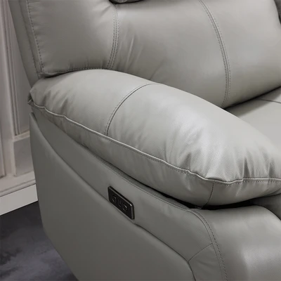 Gambar Cheers Malvin Sofa Recliner 3 Seater Leather - Abu-Abu