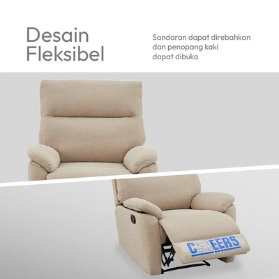 Gambar Cheers Mondi Sofa Recliner Fabric 1 Seater - Cokelat