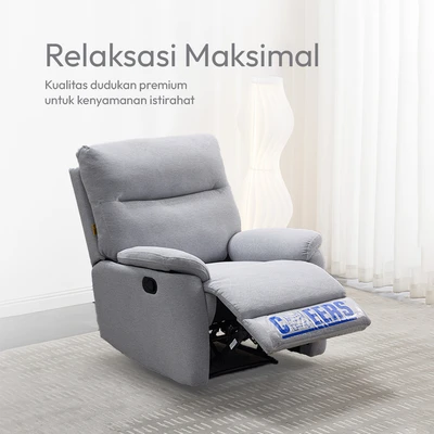 Gambar Cheers Mondi Sofa Recliner Fabric 1 Seater - Abu-Abu