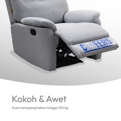 Gambar Cheers Mondi Sofa Recliner Fabric 1 Seater - Abu-Abu