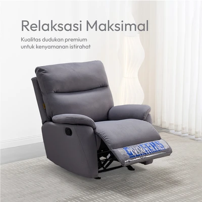 Gambar Cheers Mondi Sofa Recliner Rocking Fabric 1 Seater - Abu-Abu Tua