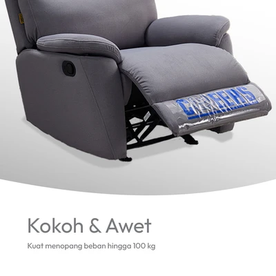 Gambar Cheers Mondi Sofa Recliner Rocking Fabric 1 Seater - Abu-Abu Tua