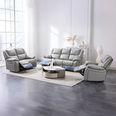 Gambar Cheers Malvin Set Sofa Recliner 2 & 3 Seater Leather - Abu-Abu