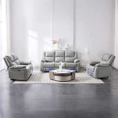 Gambar Cheers Malvin Set Sofa Recliner 2 & 3 Seater Leather - Abu-Abu