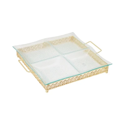 Gambar Appetite Zevy Wadah Saji Kaca 33x29.5x5.5 cm Transparan - Gold