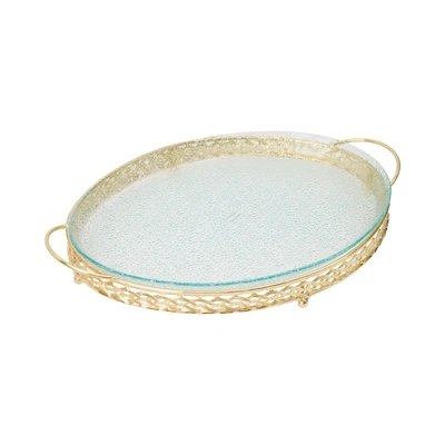 Gambar Appetite Zoe Wadah Saji Kaca Oval 38x25x5.5 cm Transparan - Gold