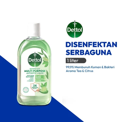 Gambar Dettol Tea & Citrus Cairan Disinfektan Pembersih Serbaguna 1 ltr - Hijau