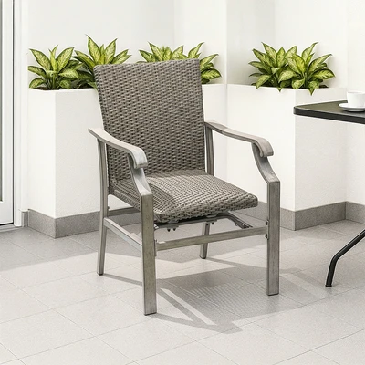 Gambar Kursi Teras Wicker Dengan Padded Set 4 pcs - Cokelat Tua