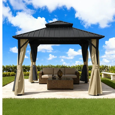 Gambar Soleil Tenda Gazebo Aluminium Atap Metal Double Layer 3x3 Meter - Mix